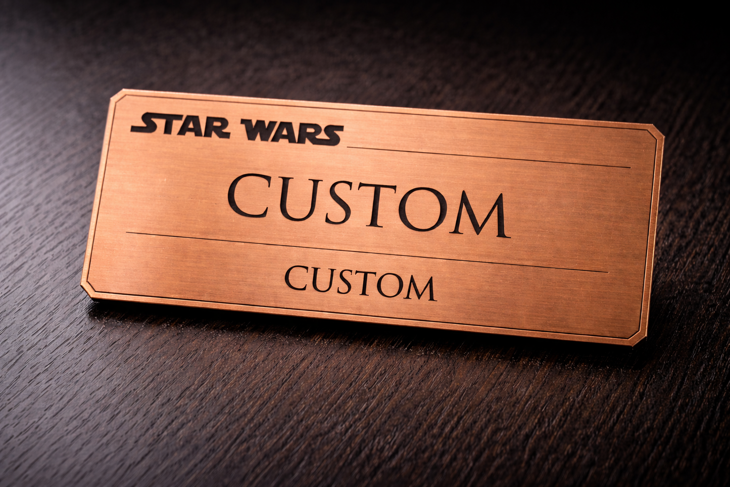 Custom Engraved Blaster Display Nameplate – Brushed Silver, Gold or Copper