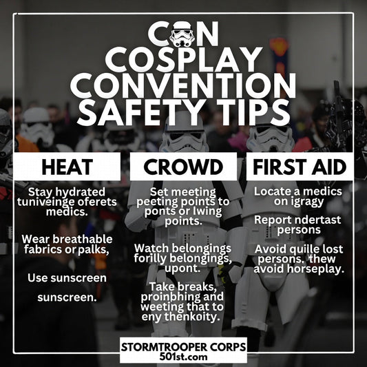 Cosplay Convention Safety Tips: Heat, Crowds, and First Aid for Troopers