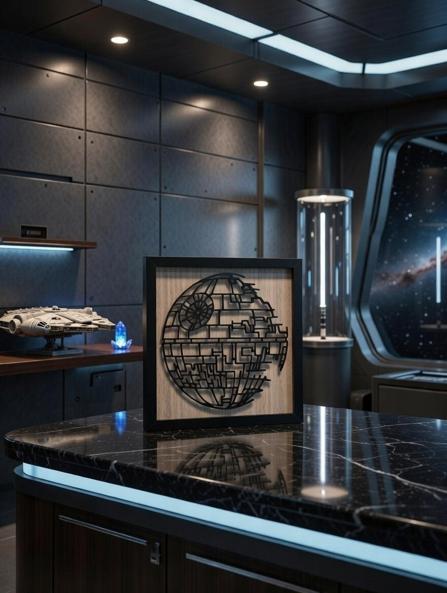 Death Star  Wall Art | Framed Star Wars Silhouette Decor