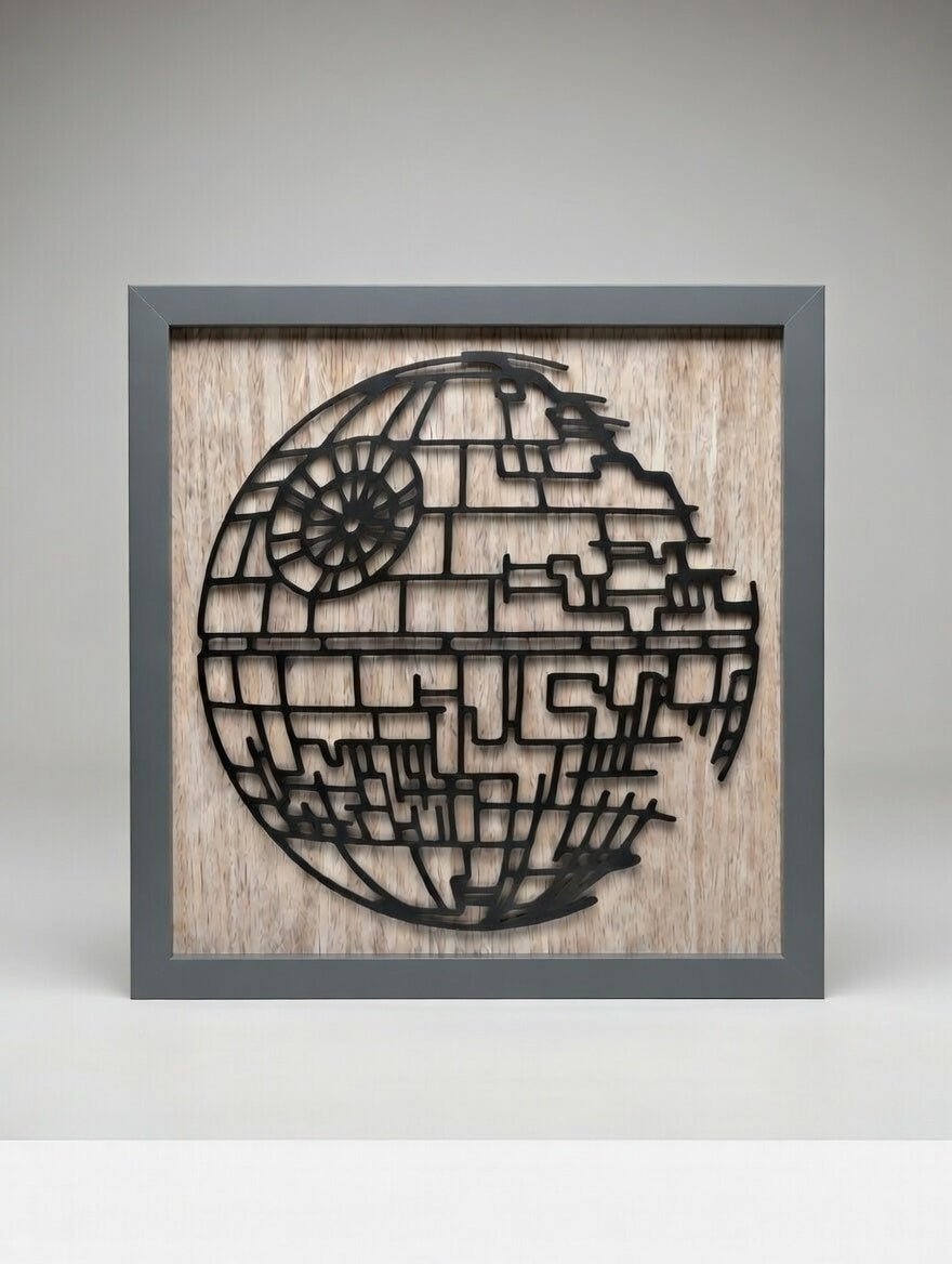 Death Star  Wall Art | Framed Star Wars Silhouette Decor