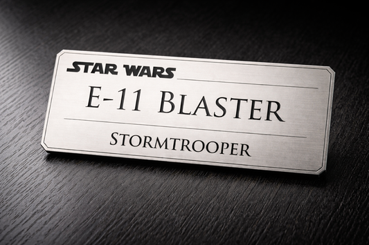 Engraved Blaster Display Nameplate – Brushed Silver, Gold or Copper Finish