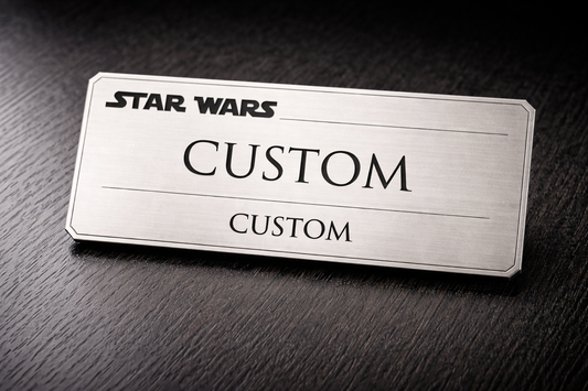 Custom Engraved Blaster Display Nameplate – Brushed Silver, Gold or Copper