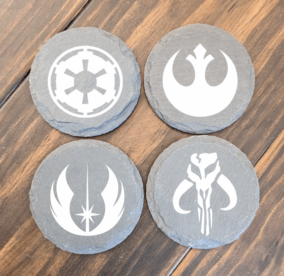 Custom slate coasters ( 46 variations) - Outer Rim Props LLC