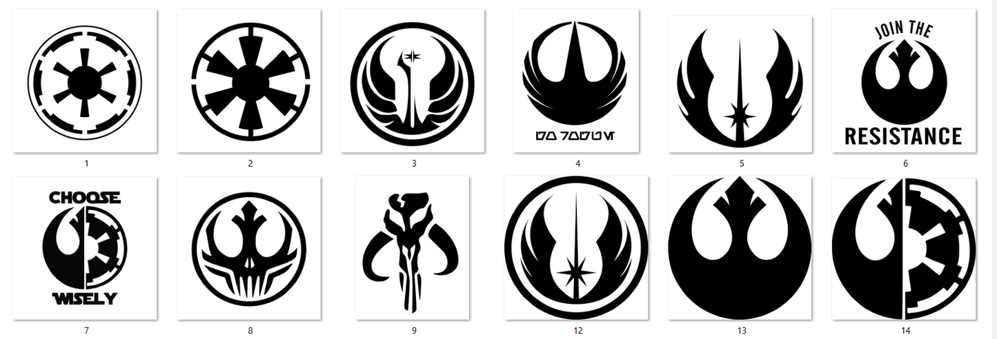 Star Wars Inspired Symbol Slate Coasters – Engraved Faction Emblem Set | Outer Rim Props