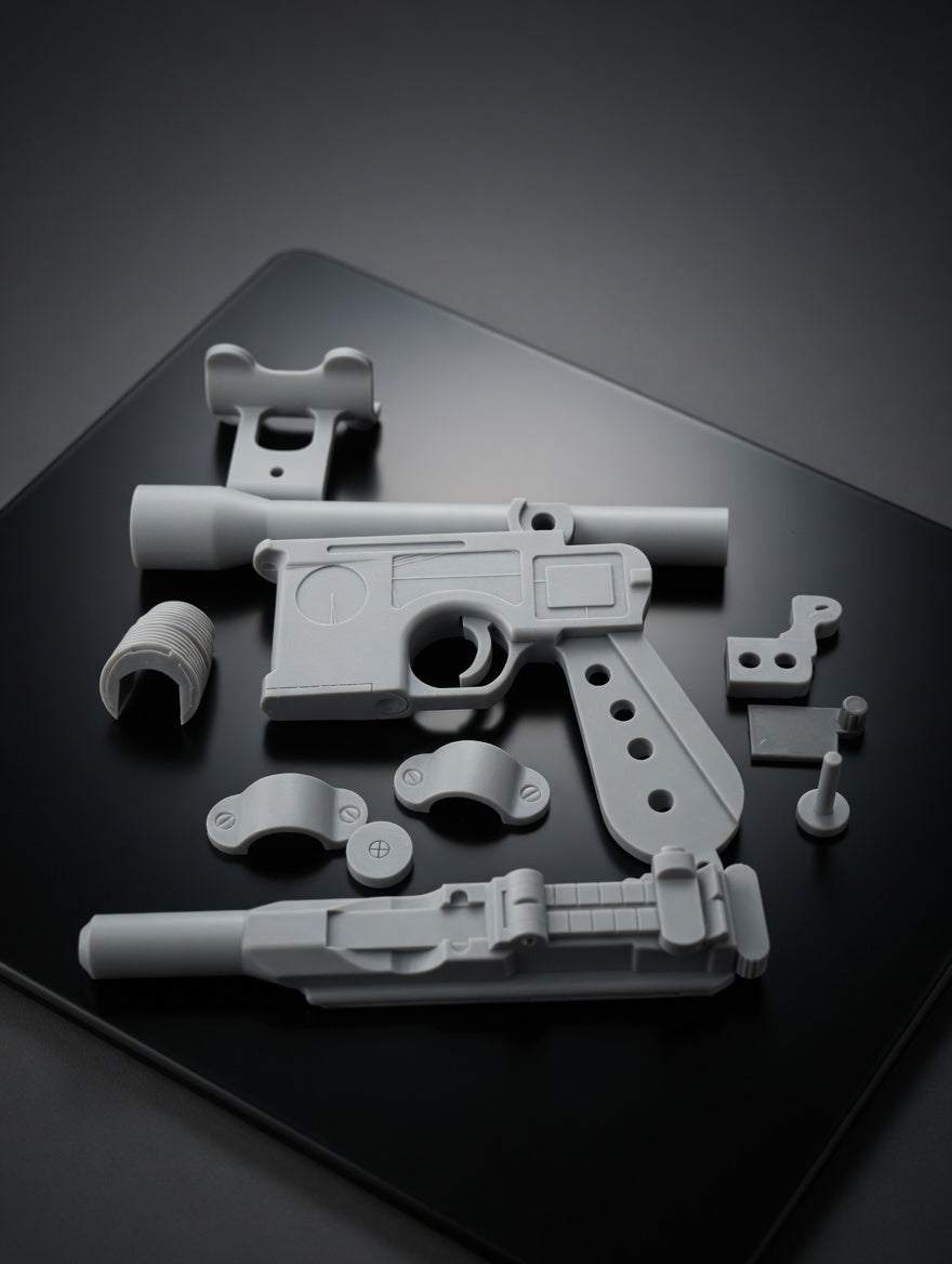 DIY DL-44 Han Solo Blaster Kit – Pre-Finished Muzzle and Grips Detail, Outer Rim Props