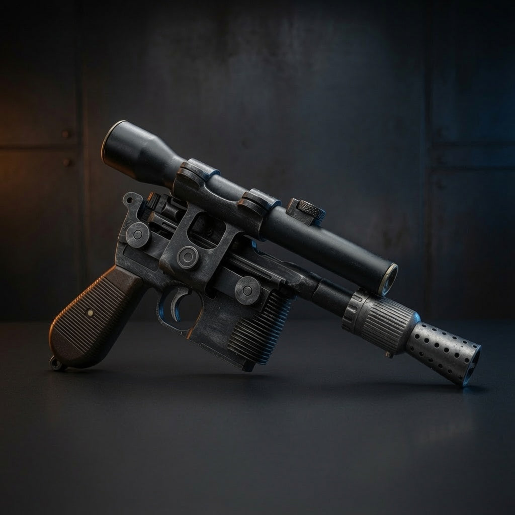 DL-44 Blaster Replica Side Profile – Ribbed Barrel and Grip Detail