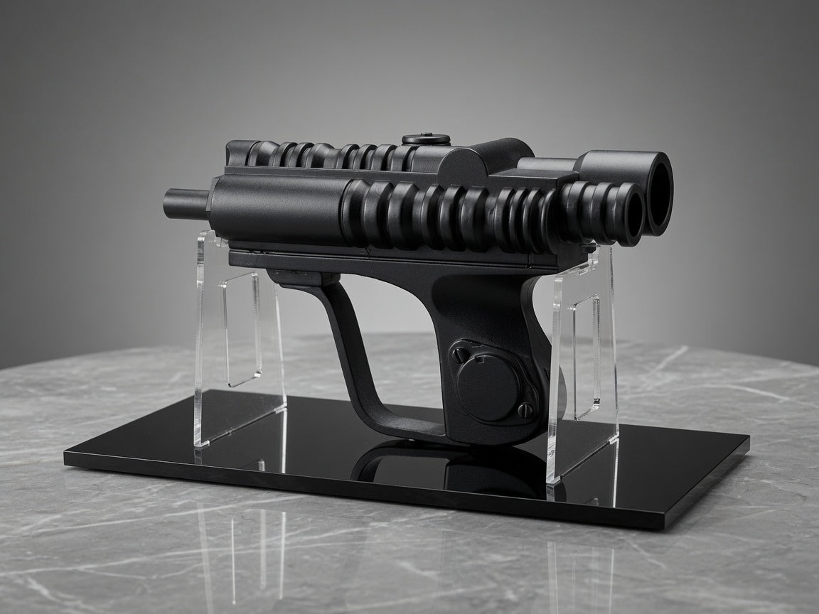 EC-17 Blaster Display Stand – Notched Acrylic Riser Detail, Outer Rim Props