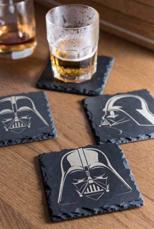 Empire-inspired slate coaster engraved with a stylized cog symbol from Outer Rim Props.