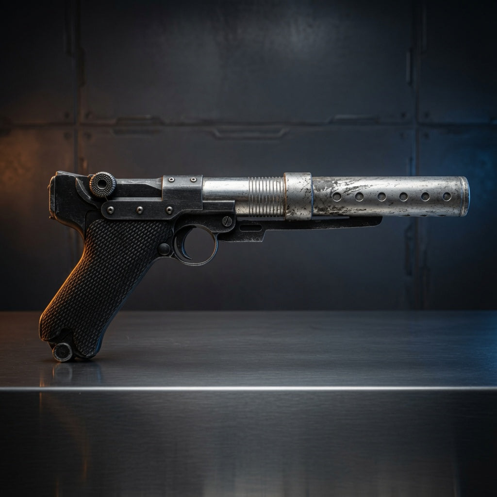 Jyn Erso A-180 blaster replica three-quarter angle, Outer Rim Props
