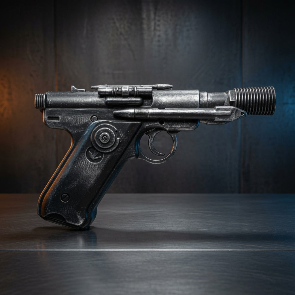 Greedo DT-12 blaster replica three-quarter angle, Outer Rim Props