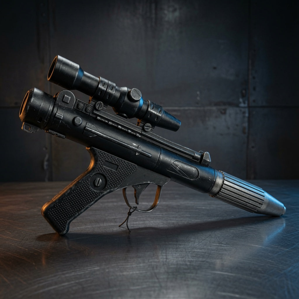 DH-17 Rebel blaster replica three-quarter angle, Outer Rim Props