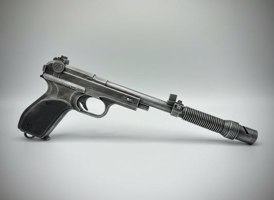 Princess Leia Defender Blaster Replica – Actual Product Photo, Weathered Finish, Outer Rim Props