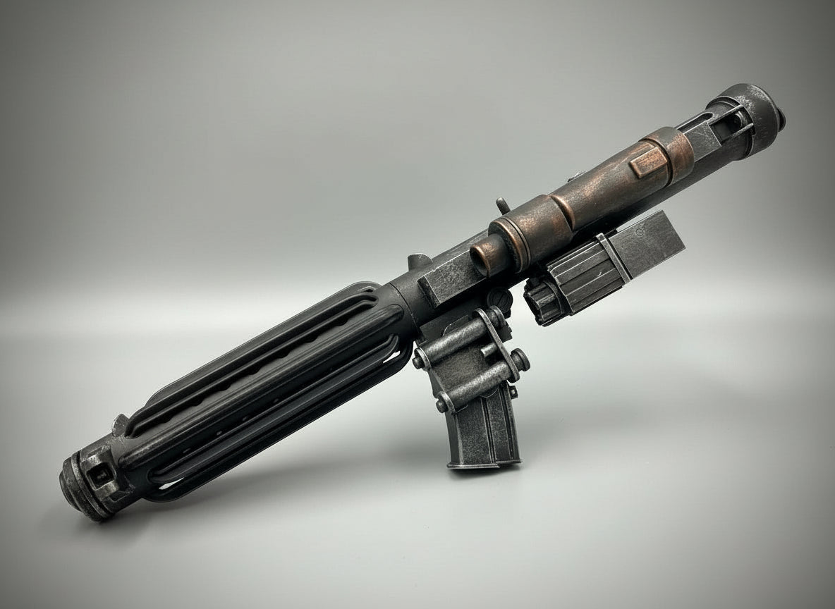 Outer Rim Props  e11 trooper-inspired blaster replica with high-detail components.